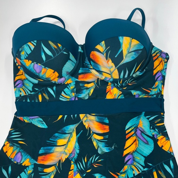 Women’s CUPSHE Teal Floral Print One-Piece Swimsuit  Size XL NWT - Picture 3 of 9